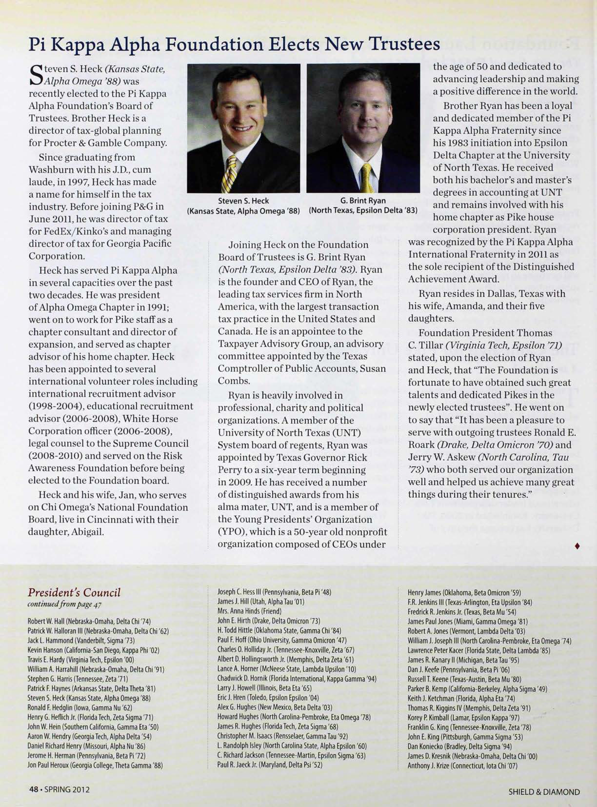 Pike Kappa Alpha Foundation Elects New Trustees